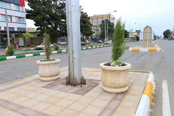 دکوراتیو شهری گلدان بتنی